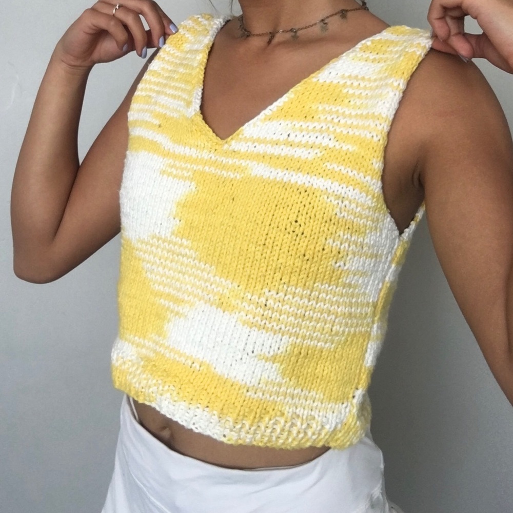 Handmade yellow and white sweater vest
